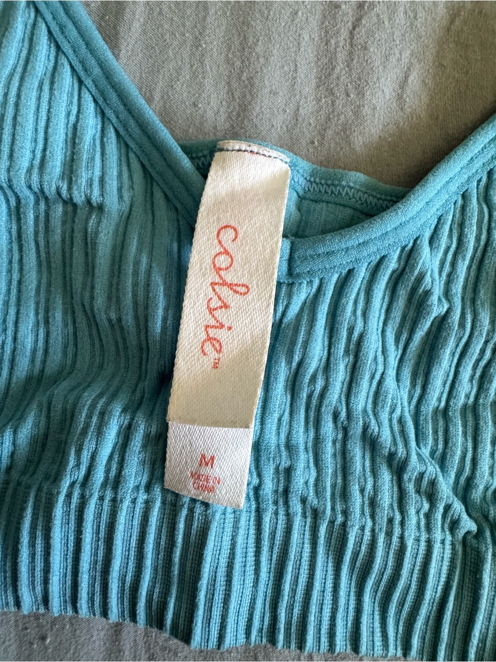 Colsie Ribbed Light Teal Bralette - Picture 3 of 3